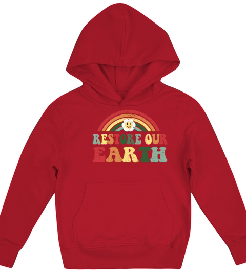 Vintage Design Restore Our Earth - Earth Day Kids Hoodie