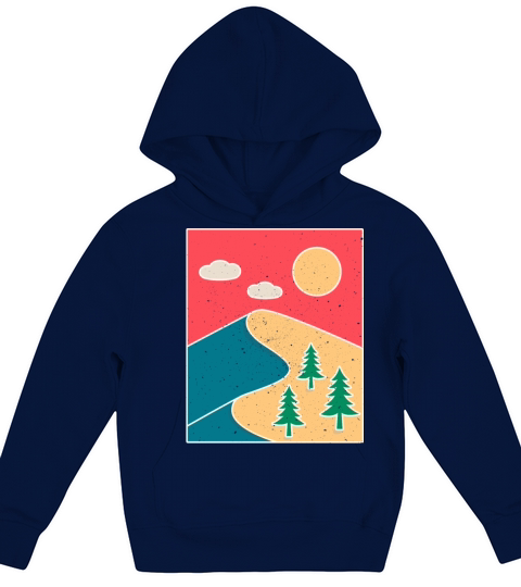 Vintage Hiking Gift with Mountain Landscape Kids Hoodie