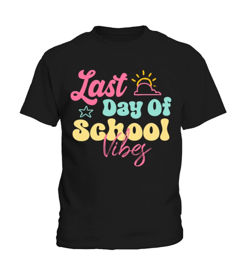 Retro Vintage Teacher kids Last Day Of School Vibe Kids T-Shirt