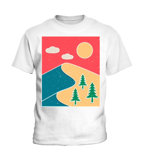 Vintage Hiking Gift with Mountain Landscape Kids T-Shirt