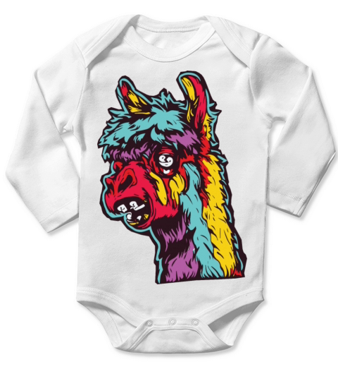 Horror Scary Zombie Alpaca Long Sleeve Baby One-Piece