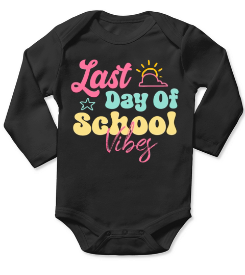 Retro Vintage Teacher kids Last Day Of School Vibe Long Sleeve Baby One-Piece