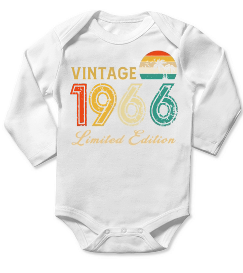 Vintage 1966 Limited Edition Made In 1966 Birthday Long Sleeve Baby One-Piece