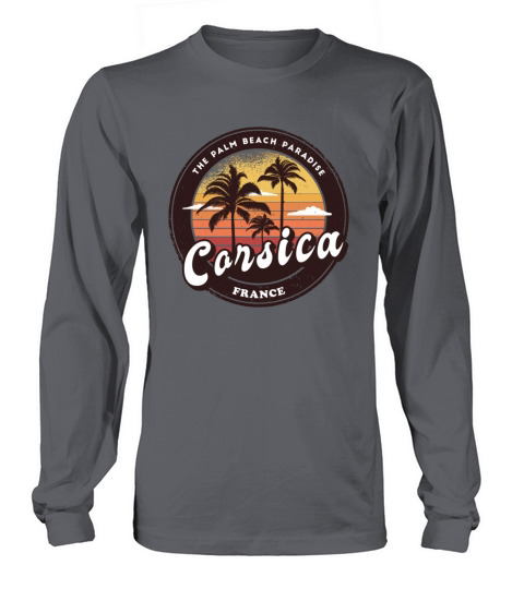 Corsica France palm trees vintage design Long sleeved Unisex