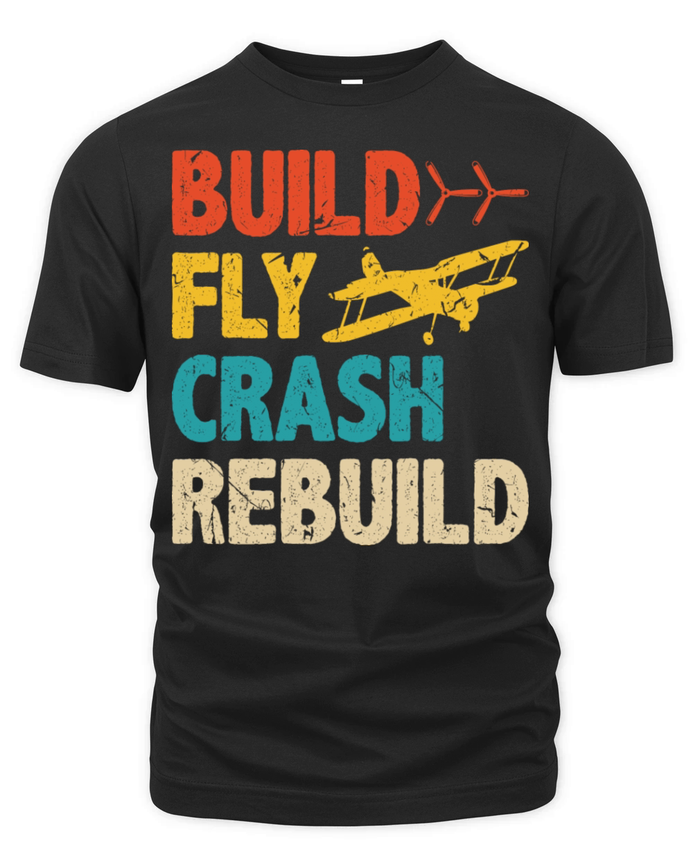 Build Fly Crash Rc Plane Pilot Model Airplane Organic Unisex T-shirt