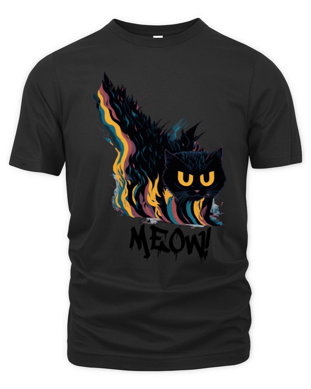 Cute Vintage Meow Angry Cat Colorful Art Design Organic Unisex T-shirt