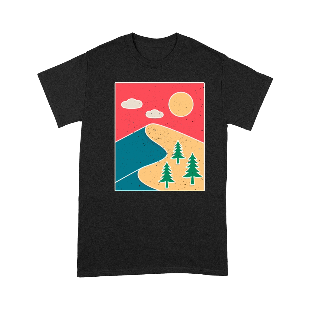 Vintage Hiking Gift with Mountain Landscape Premium T-shirt