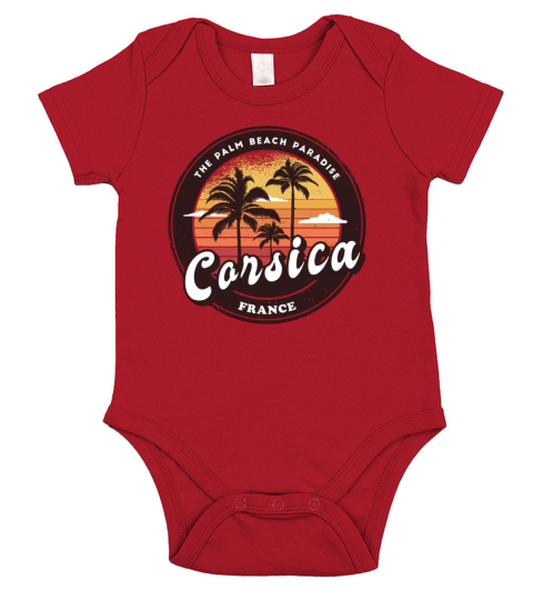 Corsica France palm trees vintage design Short Sleeve Baby One-Piece