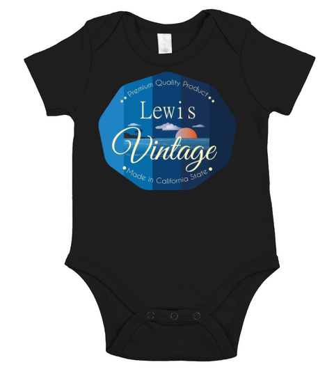 Lewis First Name Vintage Blue Short Sleeve Baby One-Piece