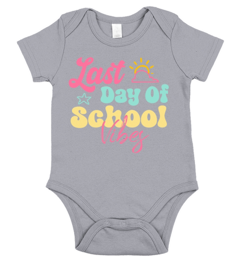 Retro Vintage Teacher kids Last Day Of School Vibe Short Sleeve Baby One-Piece