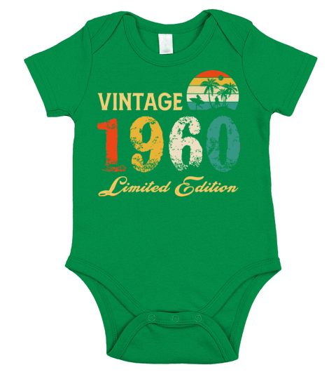 Vintage 1960 Limited Edition Born In 1960 Birthday Short Sleeve Baby One-Piece