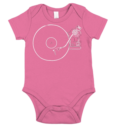 Vinyl Record Player etch Drawing Short Sleeve Baby One-Piece