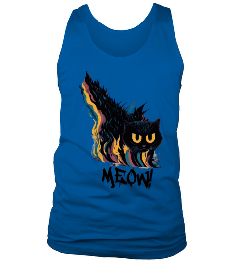 Cute Vintage Meow Angry Cat Colorful Art Design Tank Top Unisex