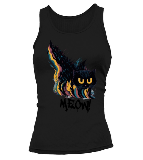 Cute Vintage Meow Angry Cat Colorful Art Design Tank top Woman