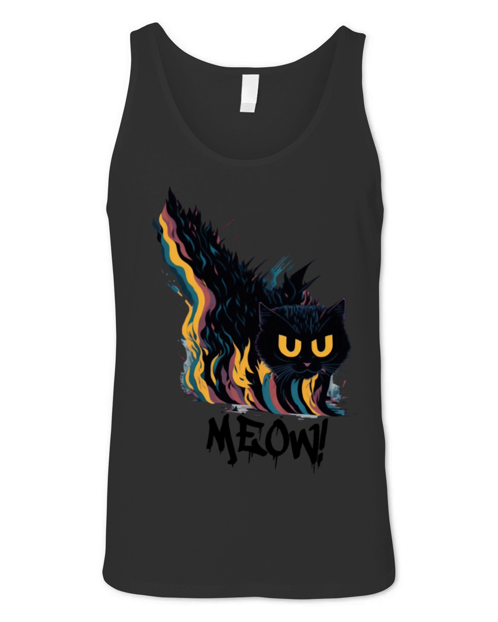 Cute Vintage Meow Angry Cat Colorful Art Design Unisex Jersey Tank