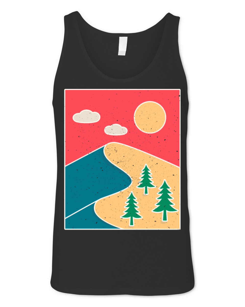 Vintage Hiking Gift with Mountain Landscape Unisex Jersey Tank