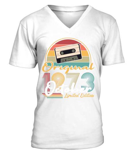 50th birthday october 1973 original 1973 V-Neck T-shirt