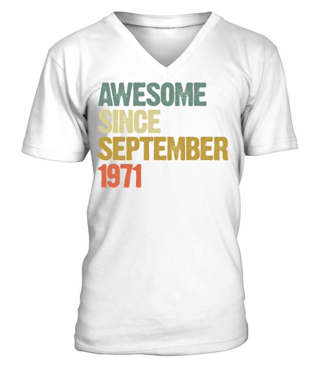 Awesome Since September 1971 Retro Vintage Gift V-Neck T-shirt