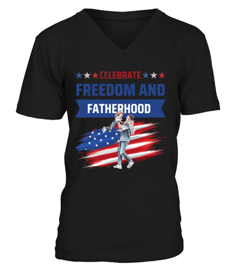 Celebrate Freedom and Fatherhood with flag America V-Neck T-shirt