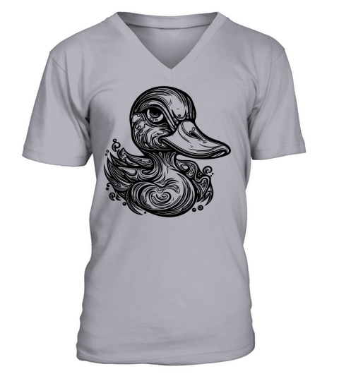 Cute Little Vintage Duck With Huge Beak V-Neck T-shirt