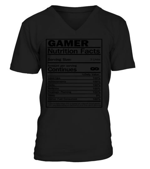 Fuel Up with Gamer Nutrition Facts V-Neck T-shirt