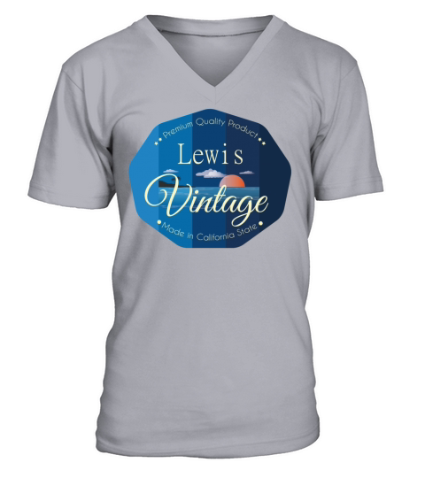 Lewis First Name Vintage Blue V-Neck T-shirt