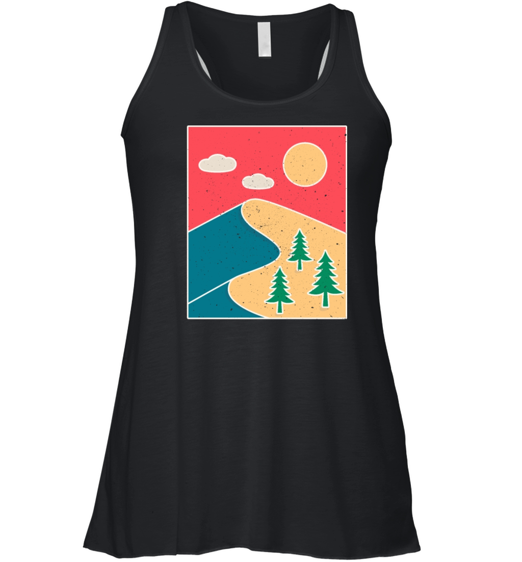 Vintage Hiking Gift with Mountain Landscape Women's Flowy Tank Top