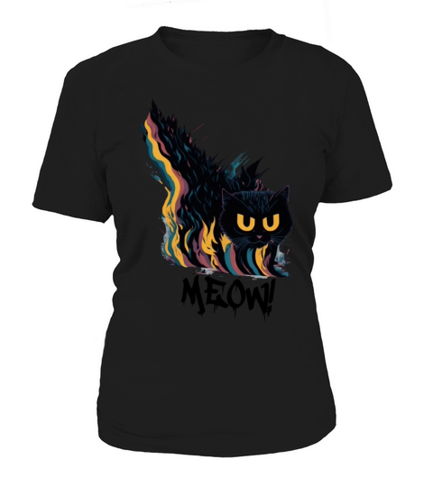 Cute Vintage Meow Angry Cat Colorful Art Design Women's T-Shirt