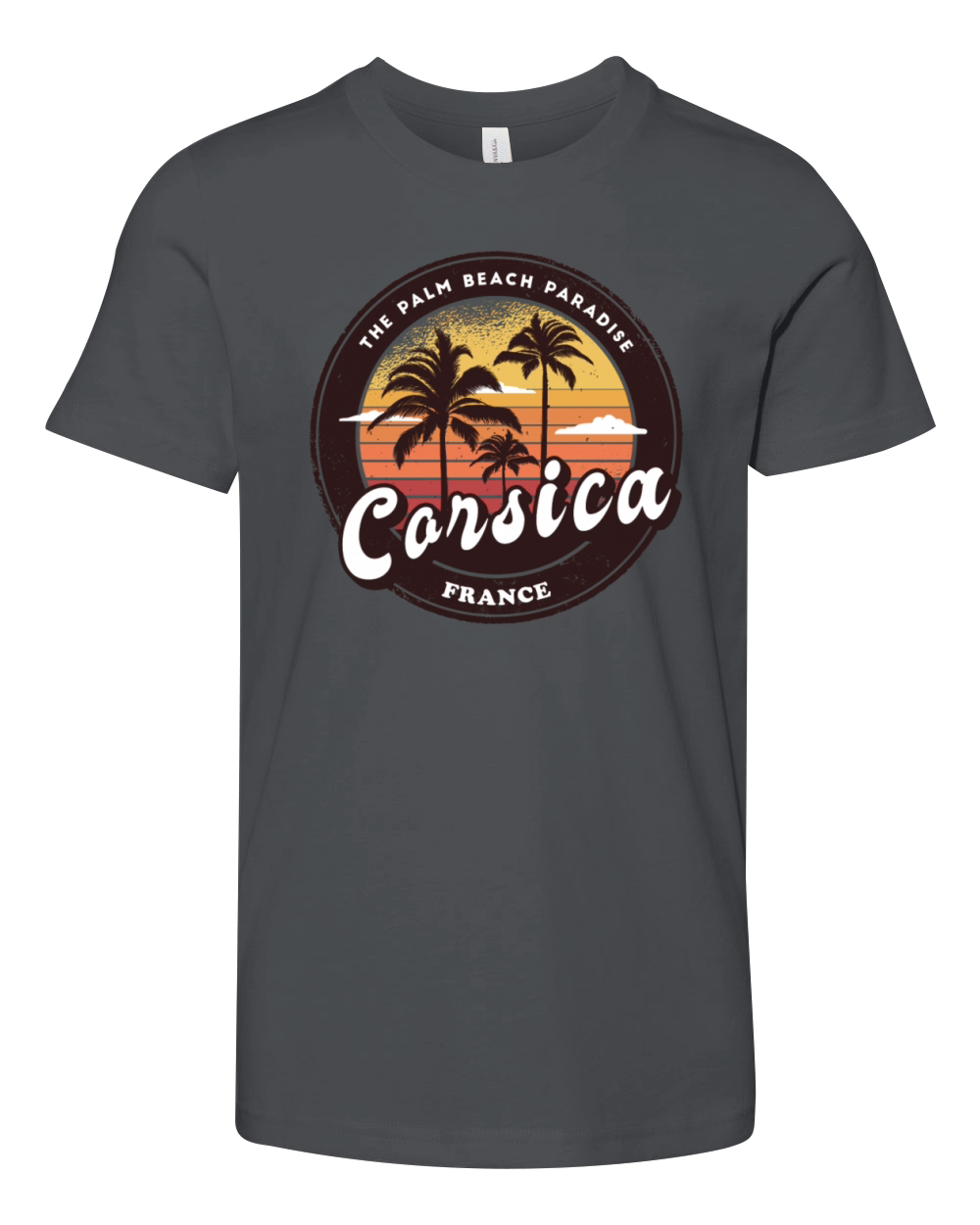 Corsica France palm trees vintage design Youth Unisex Jersey Tee