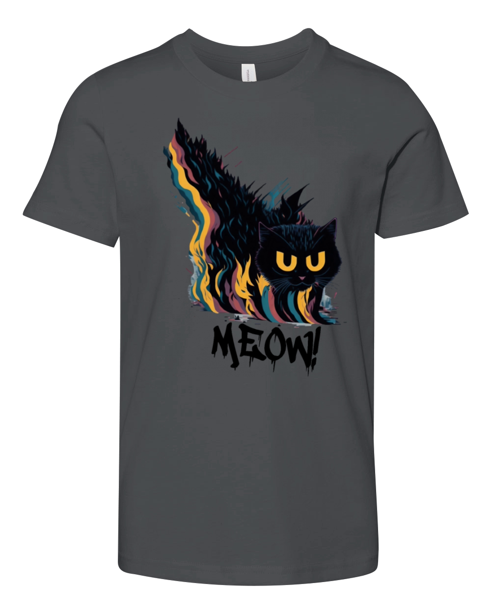 Cute Vintage Meow Angry Cat Colorful Art Design Youth Unisex Jersey Tee
