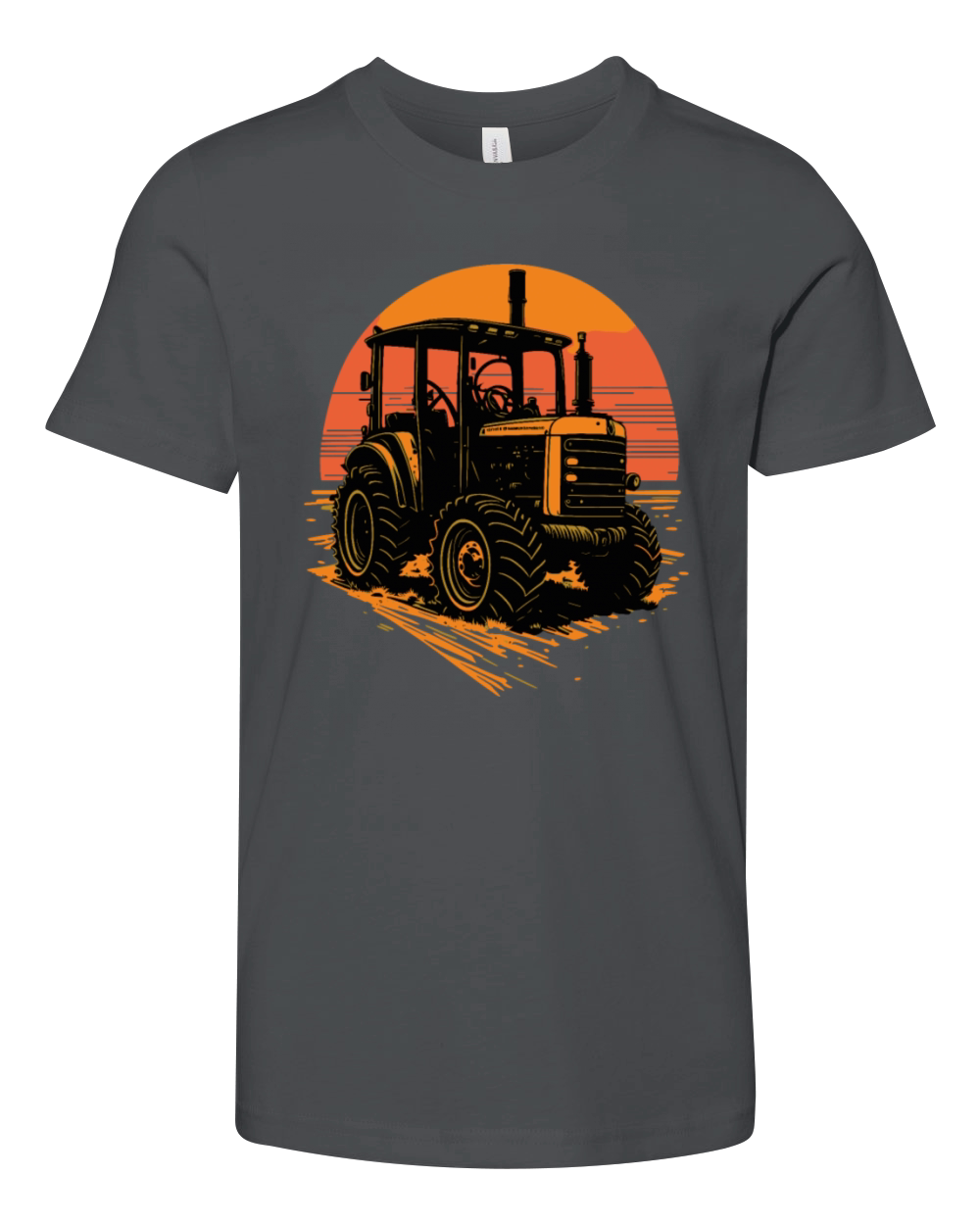 Farmer Tractor Retro Sunset Youth Unisex Jersey Tee