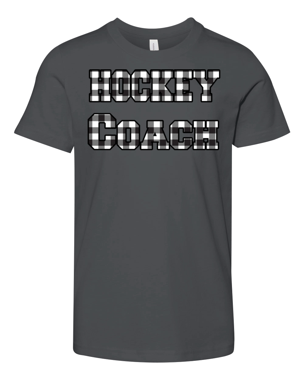 Hockey Coach black plaid Youth Unisex Jersey Tee