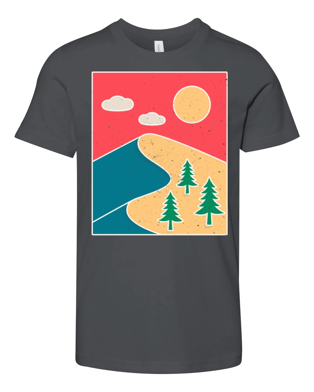 Vintage Hiking Gift with Mountain Landscape Youth Unisex Jersey Tee