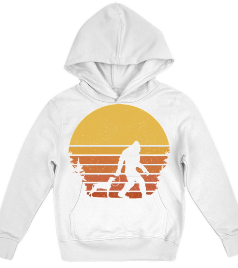 Bigfoot Walking a Weimaraner Dog Retro Vintage Kids Hoodie