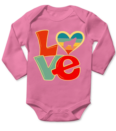 Distressed Vintage Wolf Lover Zookeeper Valentines Long Sleeve Baby One-Piece
