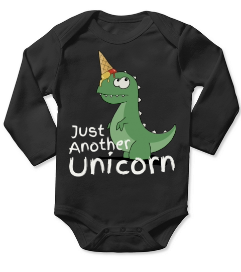 Just Another Unicorn Dinosaur With Ice Cream Cone Long Sleeve Baby One-Piece