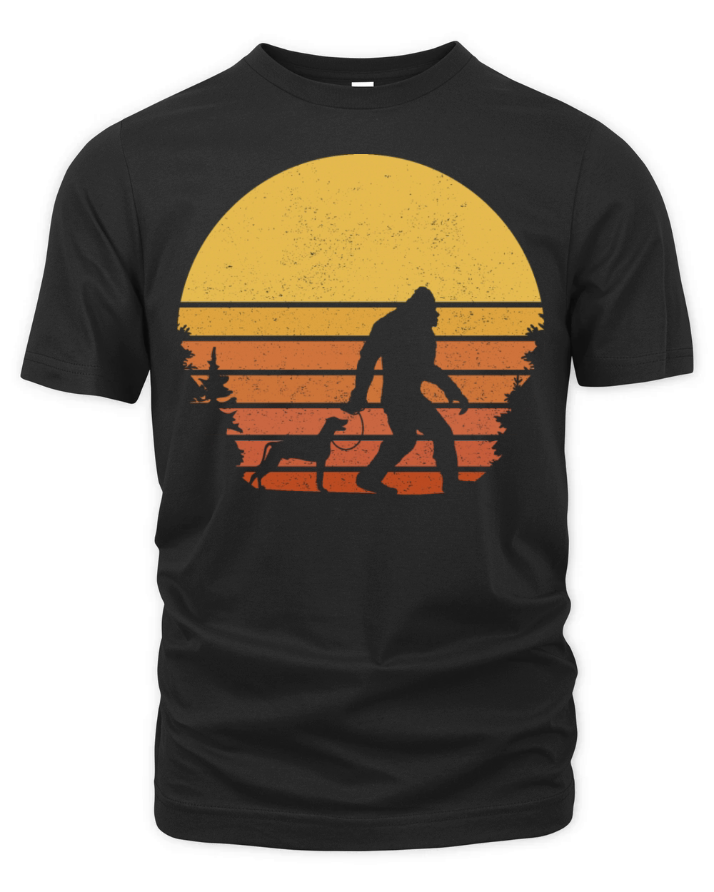 Bigfoot Walking a Weimaraner Dog Retro Vintage Organic Unisex T-shirt