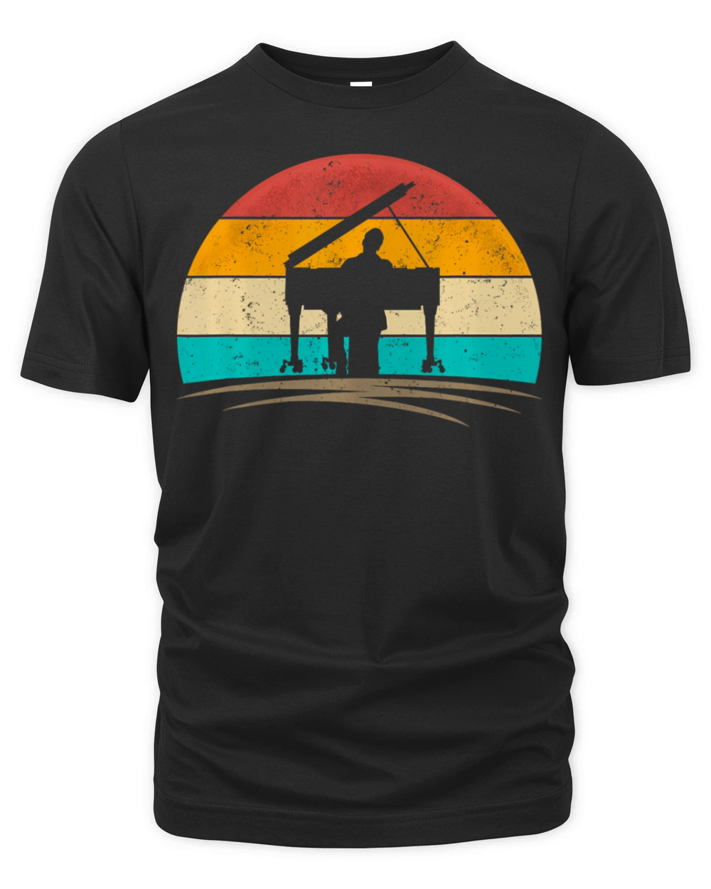 Vintage Pianist Retro 70s Distressed Piano Player Organic Unisex T-shirt