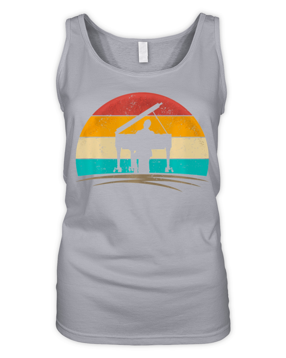 Vintage Pianist Retro 70s Distressed Piano Player Organic Women's Tank Top
