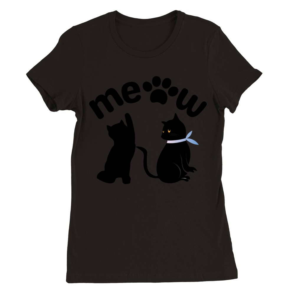Cat Meow - kawaii cat miaw Premium Womens Crewneck T-shirt