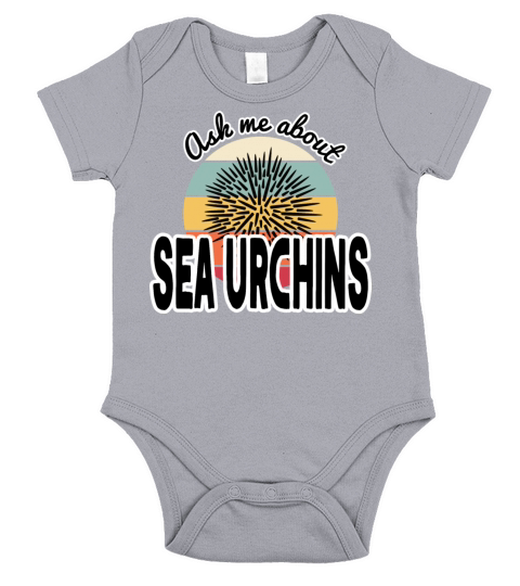 Ask me about sea urchins striped circle Short Sleeve Baby One-Piece