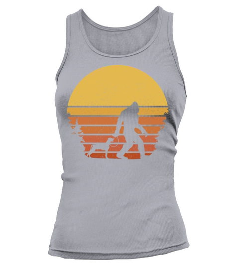 Bigfoot Walking a Weimaraner Dog Retro Vintage Tank top Woman