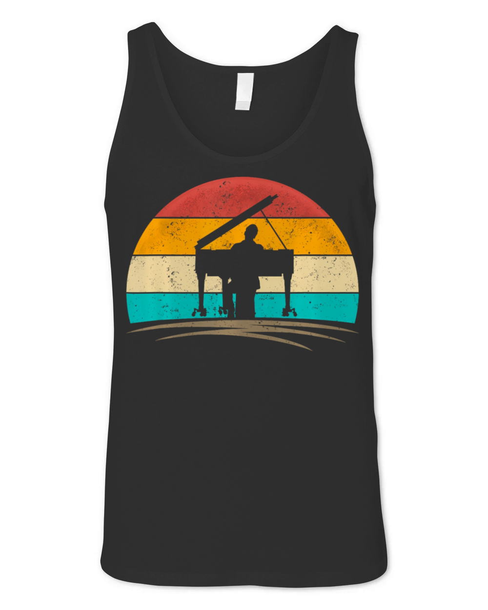 Vintage Pianist Retro 70s Distressed Piano Player Unisex Jersey Tank
