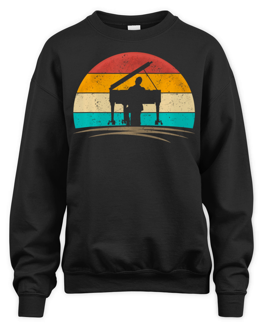 Vintage Pianist Retro 70s Distressed Piano Player Unisex Premium Crewneck Sweatshirt