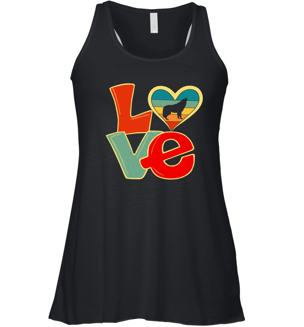 Distressed Vintage Wolf Lover Zookeeper Valentines Women's Flowy Tank Top