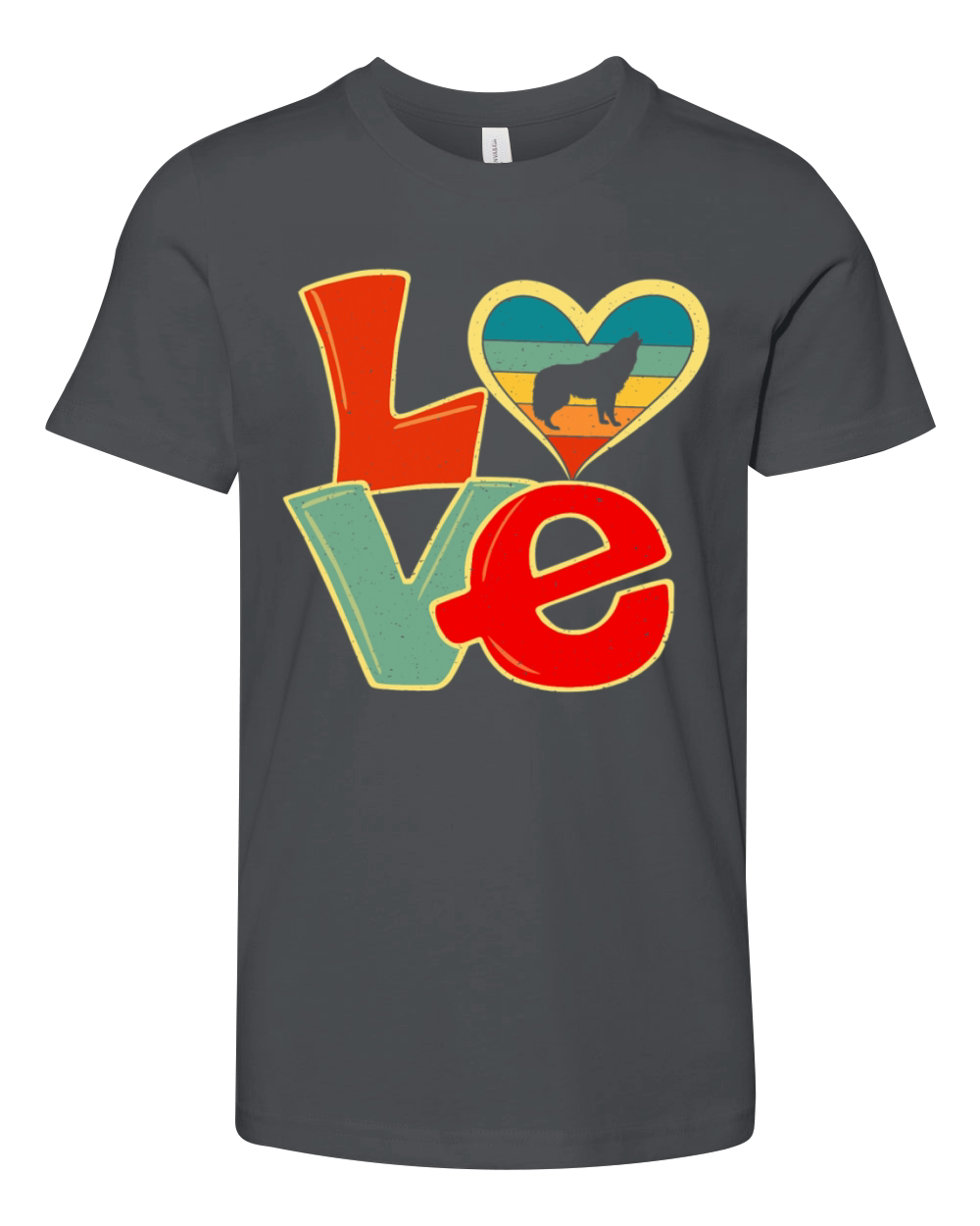 Distressed Vintage Wolf Lover Zookeeper Valentines Youth Unisex Jersey Tee