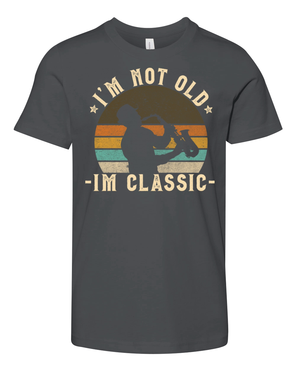 Retro Saxophone Vintage Look With Funny Quote Youth Unisex Jersey Tee