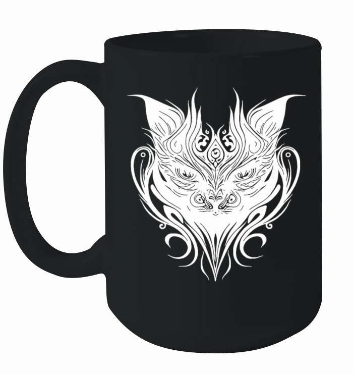 Tattoo Cat In Geometric Lines Style Ceramic Mug