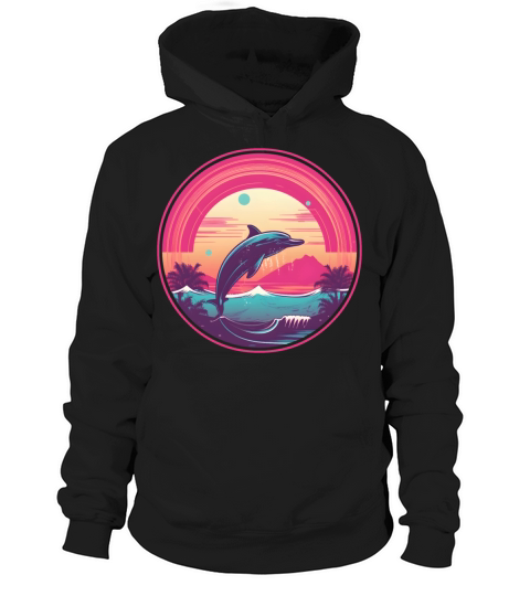 Retro Style 80s 90s Vintage Dolphin Lovers Hoodie Unisex