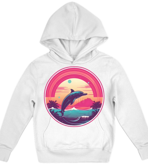 Retro Style 80s 90s Vintage Dolphin Lovers Kids Hoodie